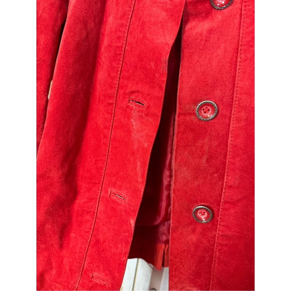 Christopher & Banks, Red Leather Button-Front Jacket. Size Large. - Picture 2 of 6
